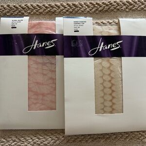 Hanes, 2 pairs, One Floral Gauze pattern and one Sheer Diamond, A/B